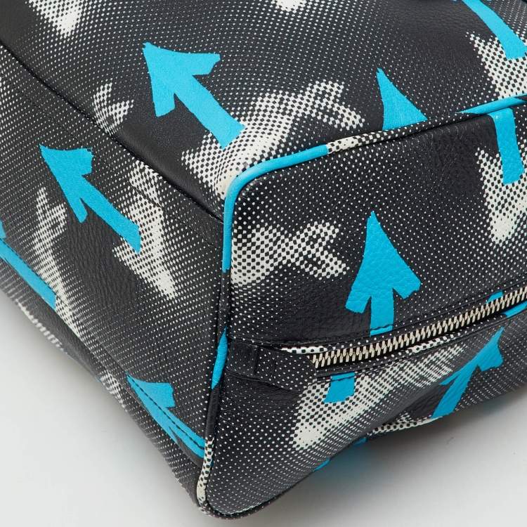 Pre Owned Prada Black Vitello Daino Leather Rabbit Print Inside Satchel