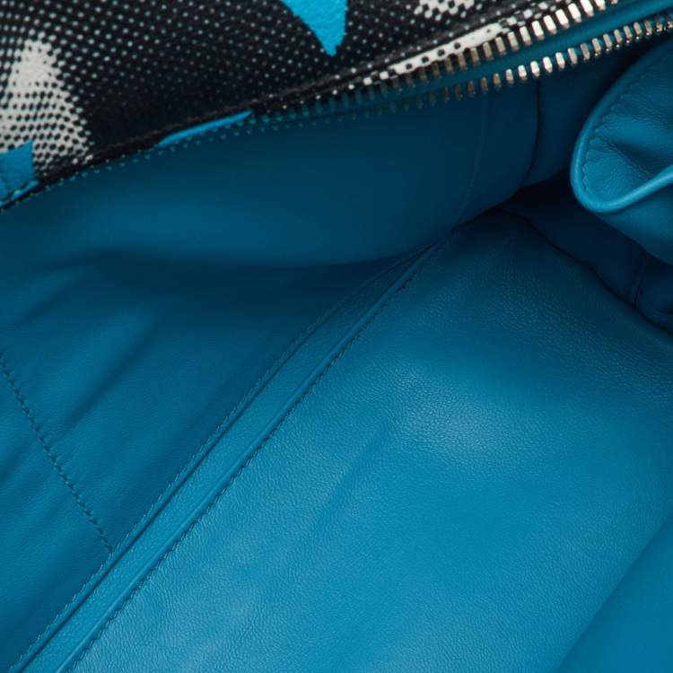 Pre Owned Prada Black Vitello Daino Leather Rabbit Print Inside Satchel