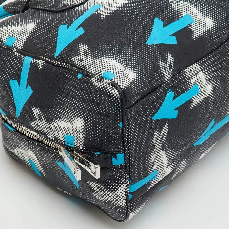 Pre Owned Prada Black Vitello Daino Leather Rabbit Print Inside Satchel