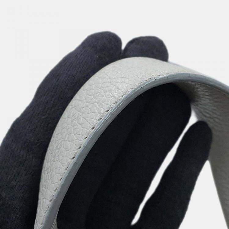 Pre Owned Prada Punching Logo Tote Bag Gray Leather Size Small