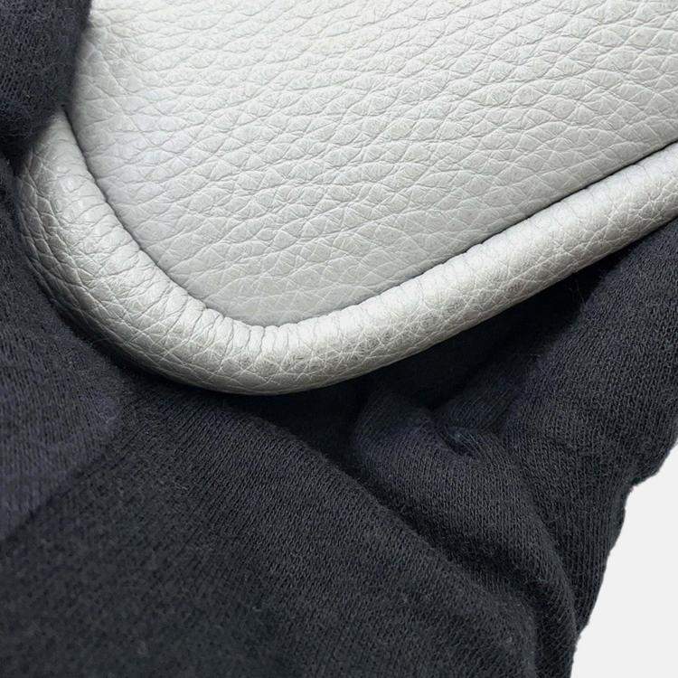 Pre Owned Prada Punching Logo Tote Bag Gray Leather Size Small