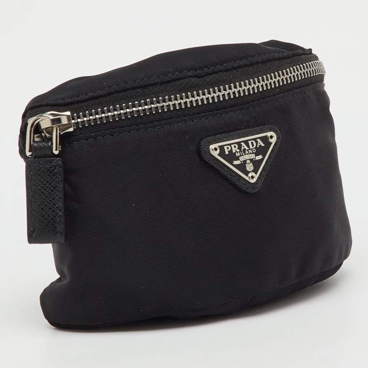 Pre Owned Prada Black Nylon Logo Wrist Pouch