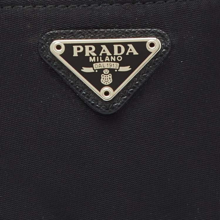Pre Owned Prada Black Nylon Logo Wrist Pouch