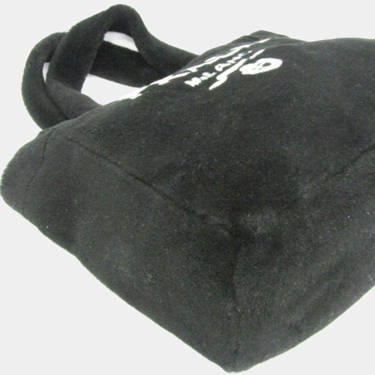 Pre Owned Prada Montone Fur Tote Bag Black