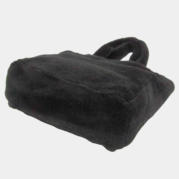 Pre Owned Prada Montone Fur Tote Bag Black