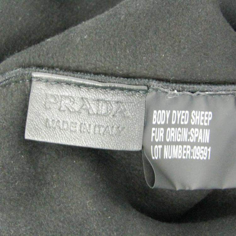 Pre Owned Prada Montone Fur Tote Bag Black