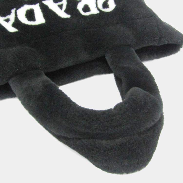 Pre Owned Prada Montone Fur Tote Bag Black