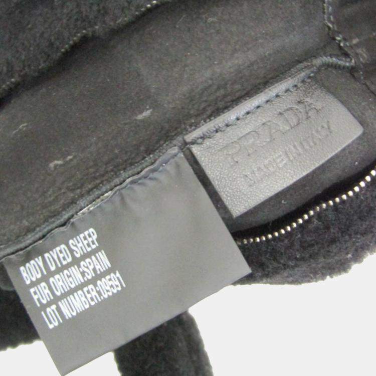 Pre Owned Prada Montone Fur Tote Bag Black