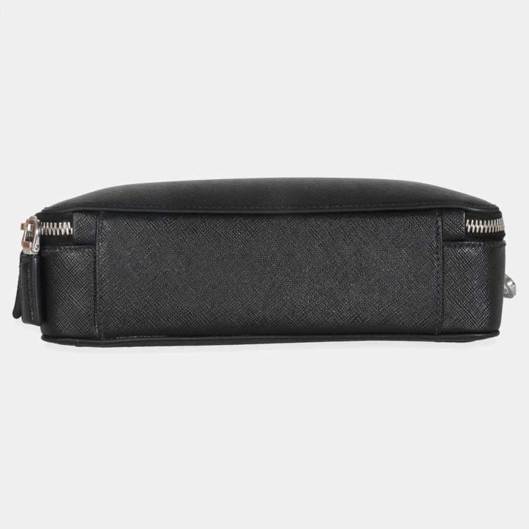 Pre Owned Prada Black Saffiano Medium Brique Crossbody Bag