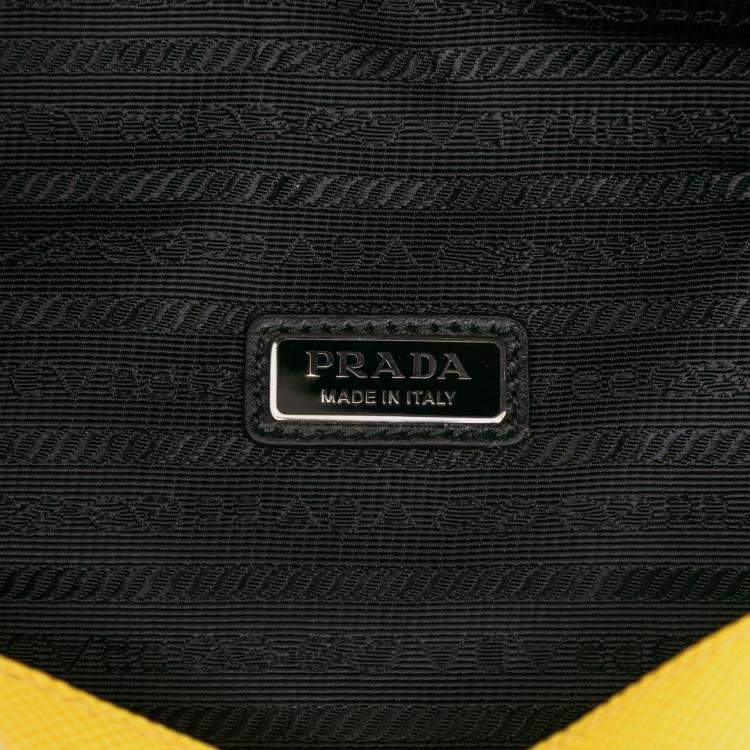 Pre Owned Prada Yellow Saffiano Triangle Convertible Shoulder Bag