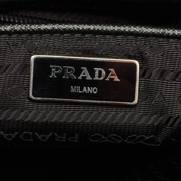 Pre Owned Prada Multicolor Nylon and Leather Frankenstein Hand Print Tote