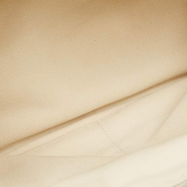 Pre Owned Prada Off White Canvas Logo Small Canapa Tote