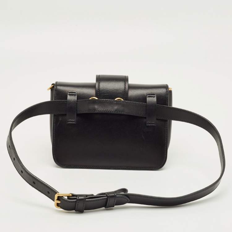 Pre Owned حقيبة خصر برادا جلد كاهير أسود