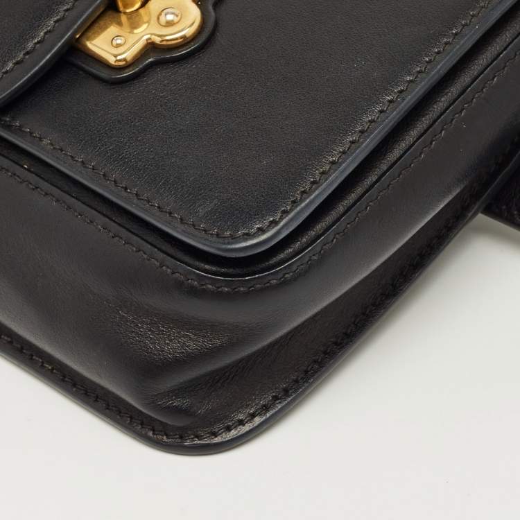 Pre Owned حقيبة خصر برادا جلد كاهير أسود