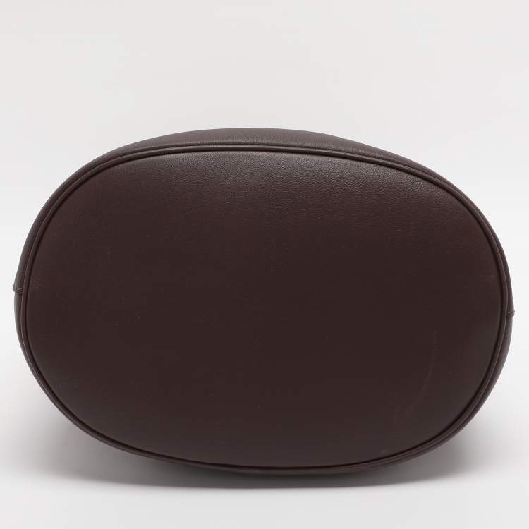 Pre Owned Prada Brown Leather Jeweled Belt Buckle Bucket Bag