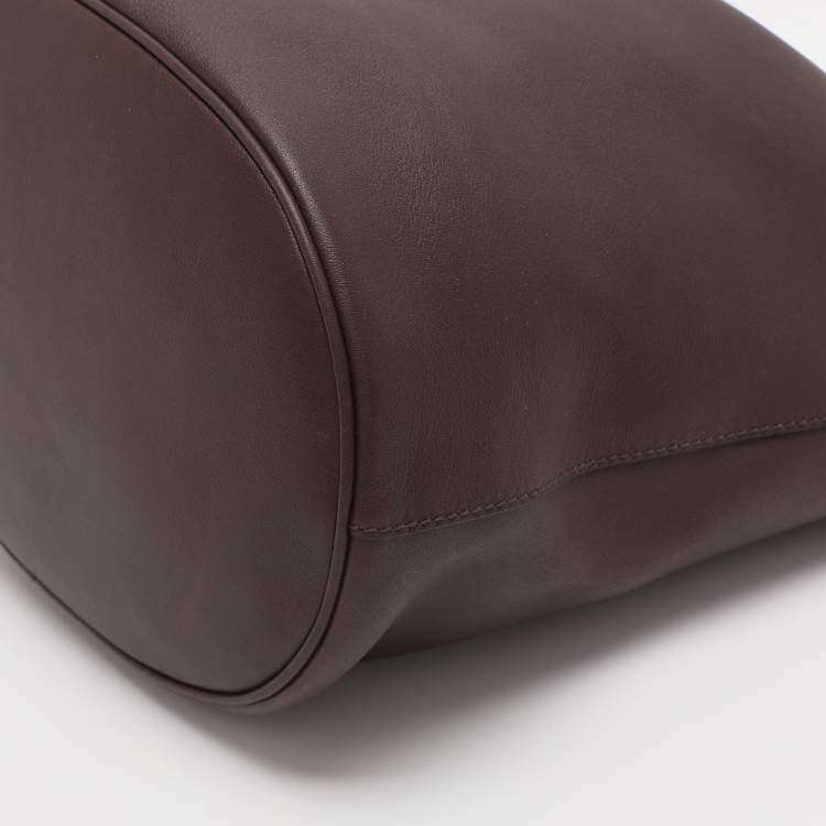 Pre Owned Prada Brown Leather Jeweled Belt Buckle Bucket Bag