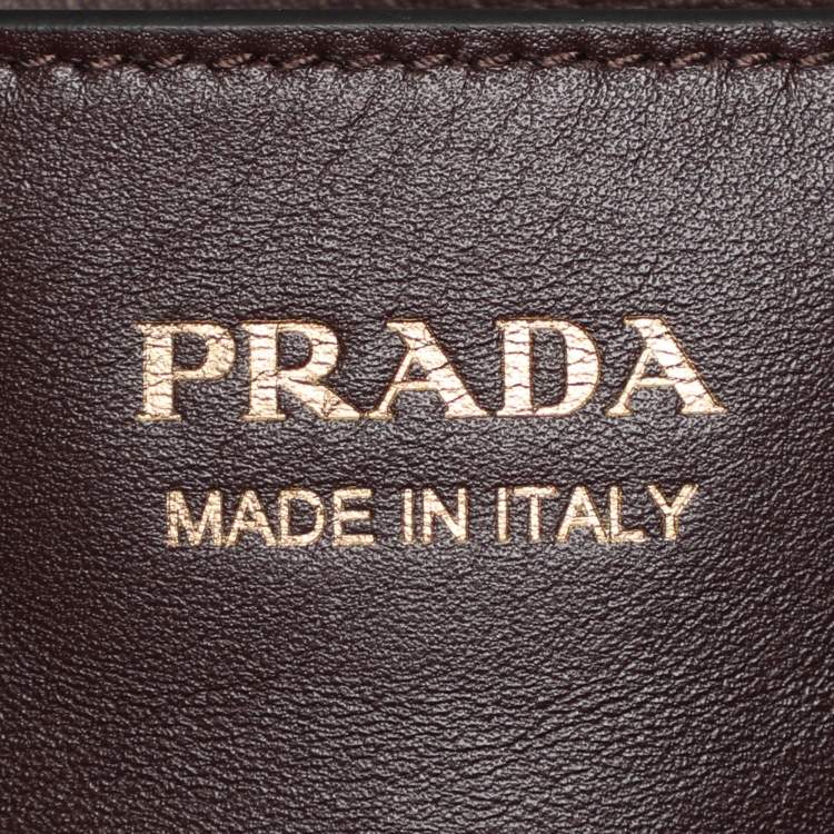 Pre Owned Prada Brown Leather Jeweled Belt Buckle Bucket Bag