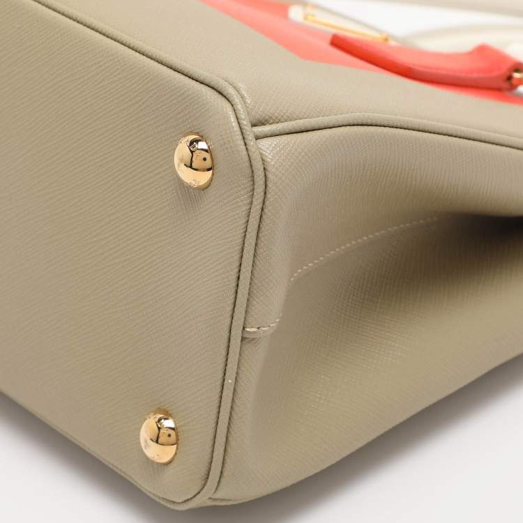 Pre Owned Prada Multicolor Saffiano Print Leather Small Double Zip Tote 