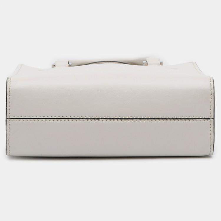 Pre Owned Prada White Mini Soft Calf Logo Drill Satchel
