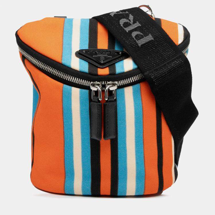 Pre Owned Prada Orange Canvas Canapa Baiadera Crossbody
