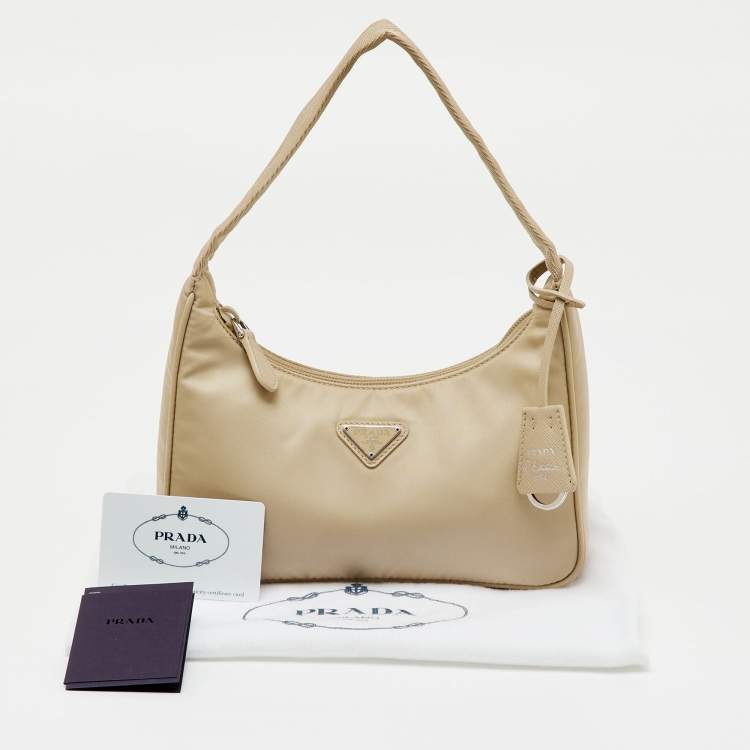 Pre Owned Prada Beige Nylon Re-Edition 2000 Shoulder Bag