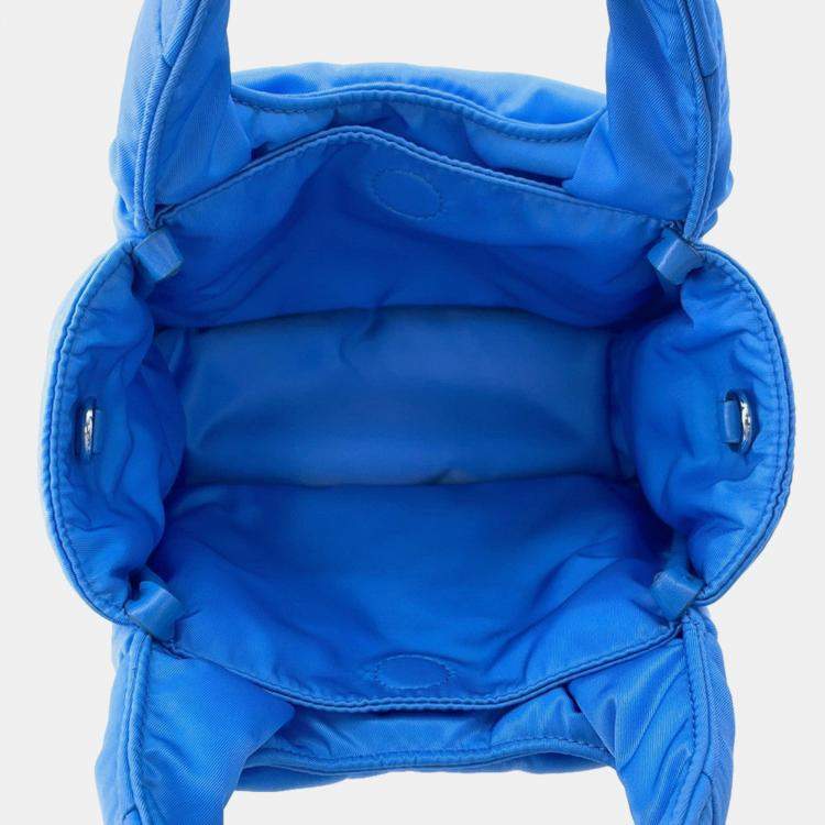 Pre Owned Prada Padded Re-Nylon 2-Way Handbag Light Blue Nylon