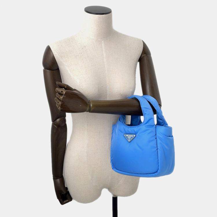 Pre Owned Prada Padded Re-Nylon 2-Way Handbag Light Blue Nylon