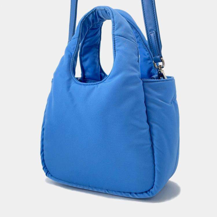 Pre Owned Prada Padded Re-Nylon 2-Way Handbag Light Blue Nylon