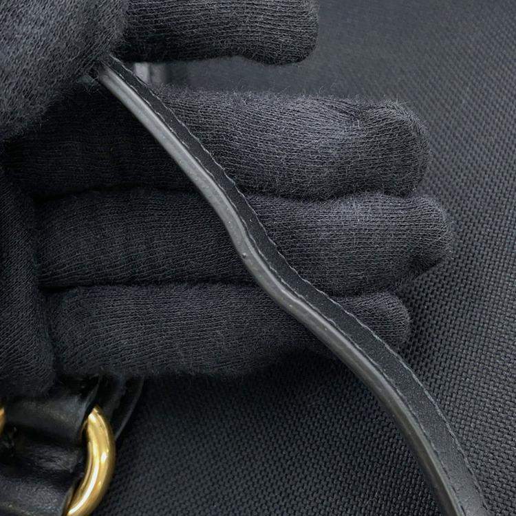 Pre Owned Prada Jacquard 2Way Handbag Black Canvas Leather