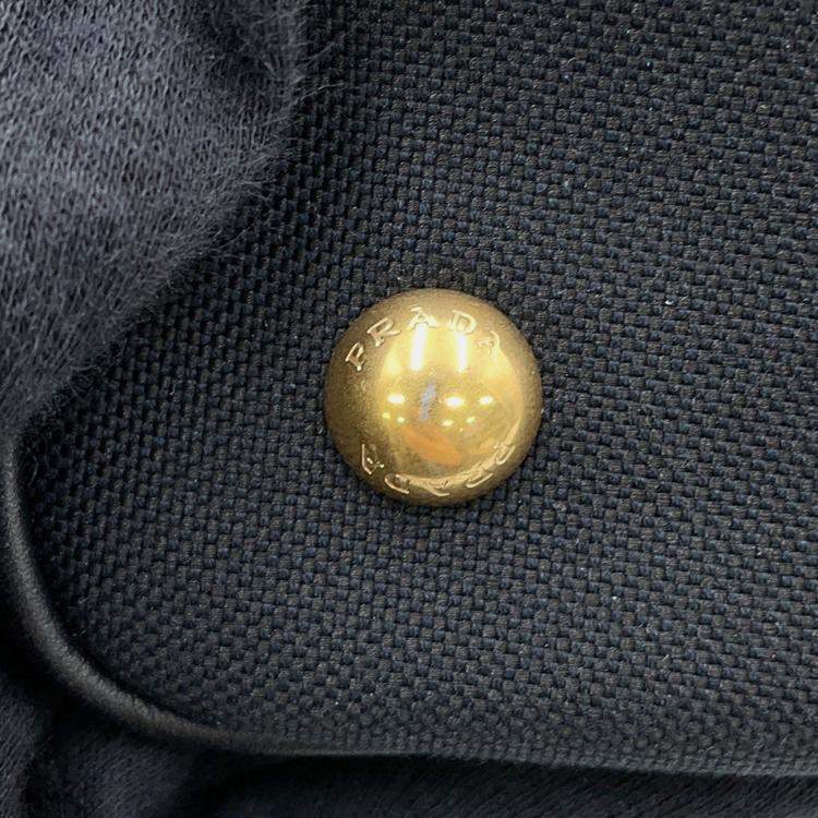 Pre Owned Prada Jacquard 2Way Handbag Black Canvas Leather