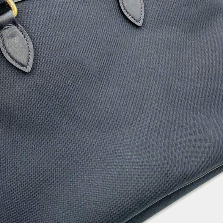 Pre Owned Prada Jacquard 2Way Handbag Black Canvas Leather