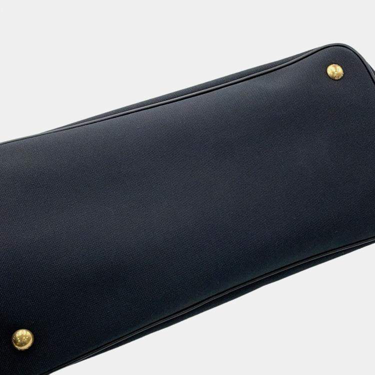 Pre Owned Prada Jacquard 2Way Handbag Black Canvas Leather