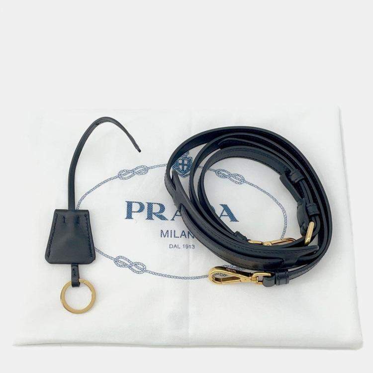 Pre Owned Prada Jacquard 2Way Handbag Black Canvas Leather