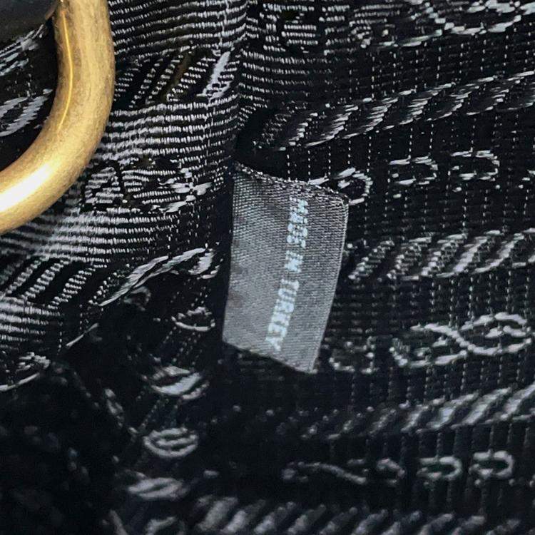 Pre Owned Prada Jacquard 2Way Handbag Black Canvas Leather