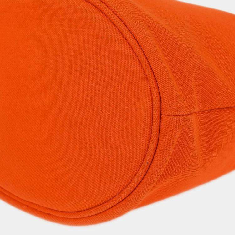 Pre Owned Prada Orange Canvas Canapa 2way Tote Handbag