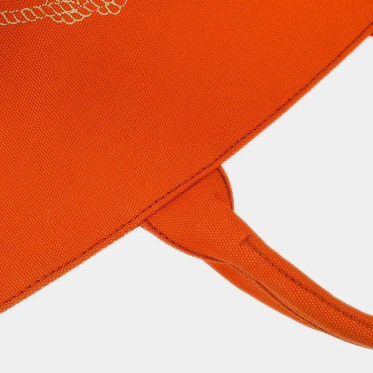 Pre Owned Prada Orange Canvas Canapa 2way Tote Handbag