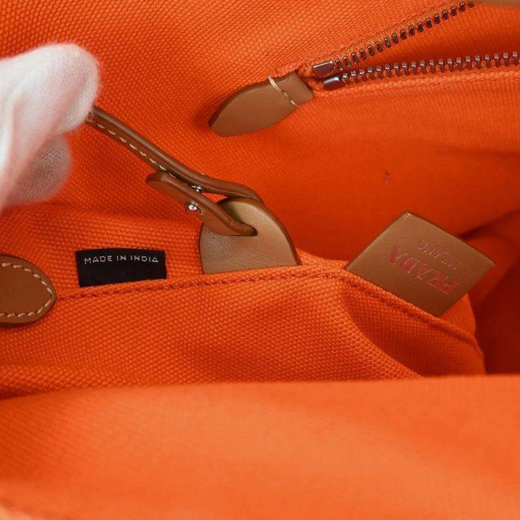 Pre Owned Prada Orange Canvas Canapa 2way Tote Handbag