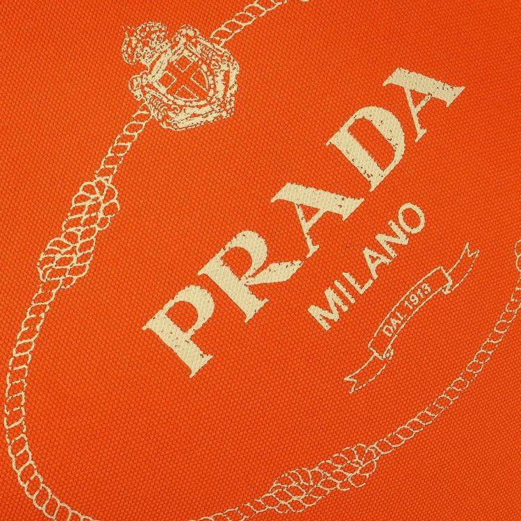 Pre Owned Prada Orange Canvas Canapa 2way Tote Handbag