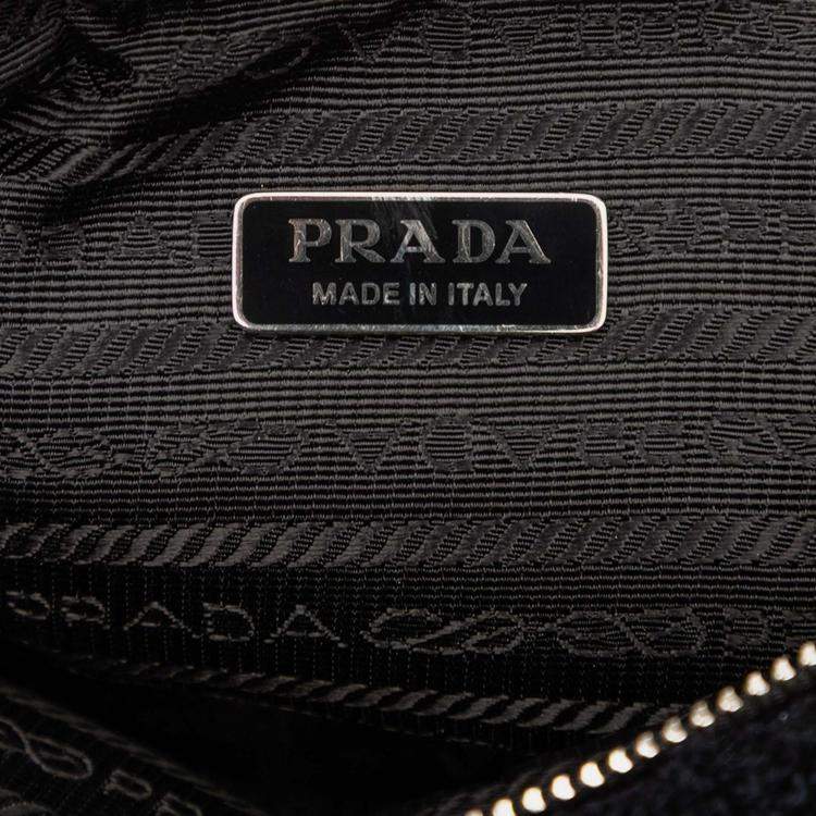 Pre Owned Prada Black Spugna Terry Cloth Triangle Logo Crossbody
