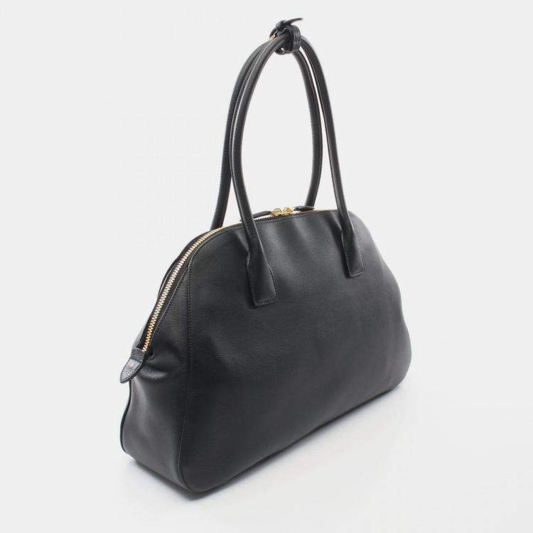 Pre Owned Prada Soft Grain Black Leather Tote Bag