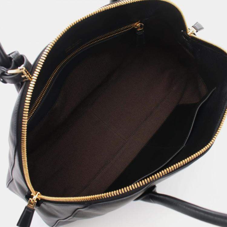 Pre Owned Prada Soft Grain Black Leather Tote Bag