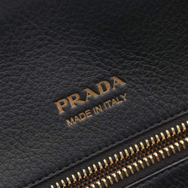 Pre Owned Prada Soft Grain Black Leather Tote Bag