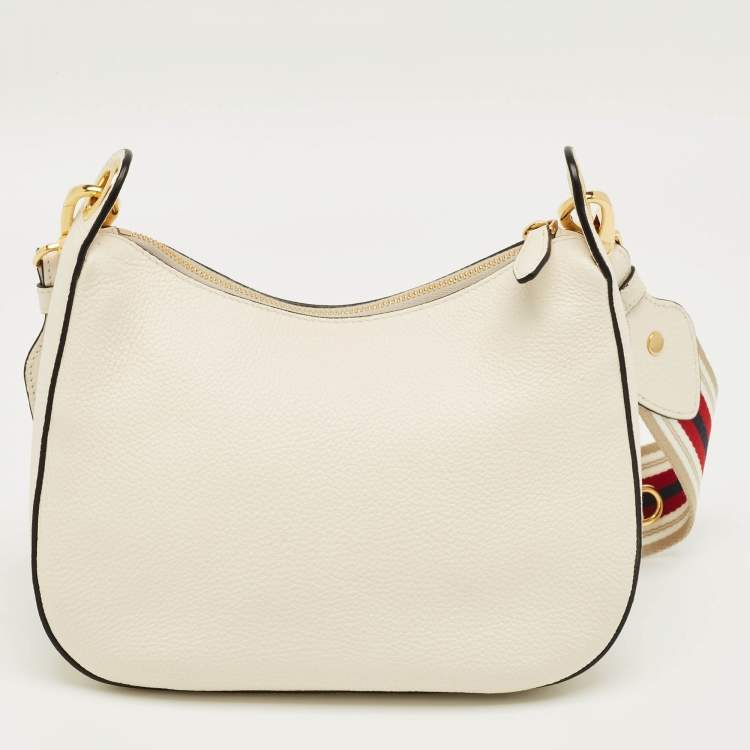 Pre Owned Prada Off White Leather Shoulder Bag