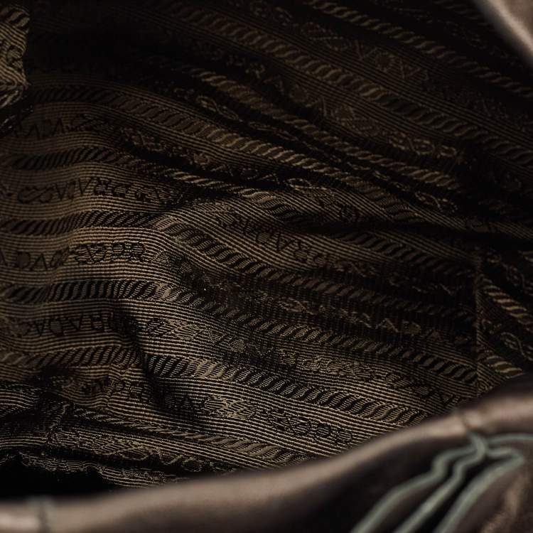 Pre Owned Prada Metallic Ruffle Leather Mordore Hobo