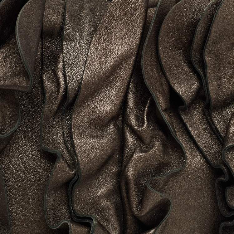 Pre Owned Prada Metallic Ruffle Leather Mordore Hobo