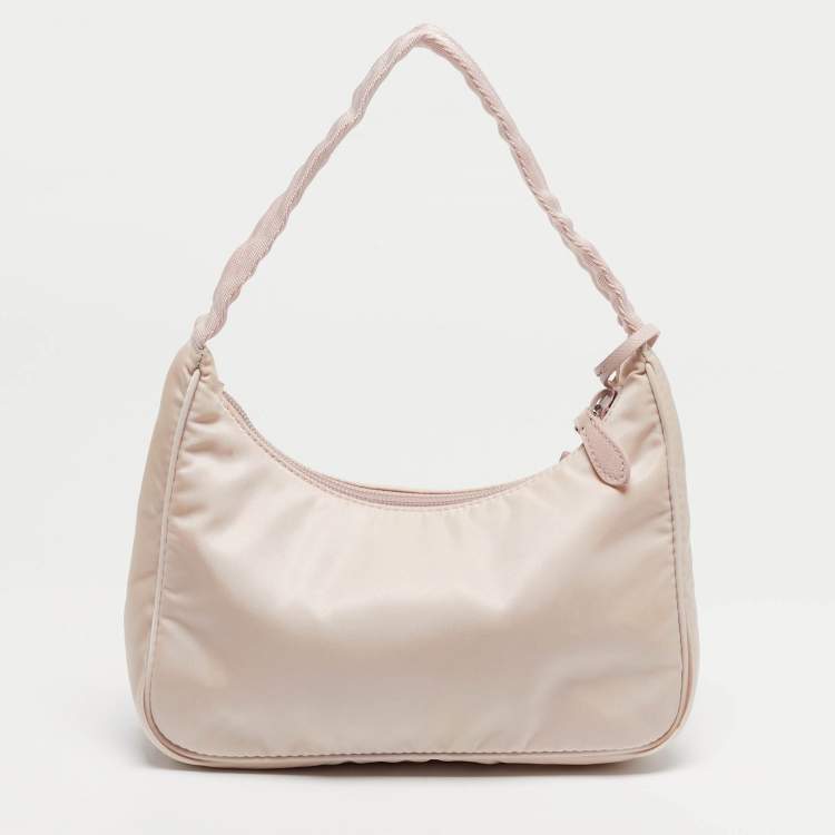 Pre Owned Prada Pink Re-Nylon Mini Re-Edition 2000 Baguette Bag