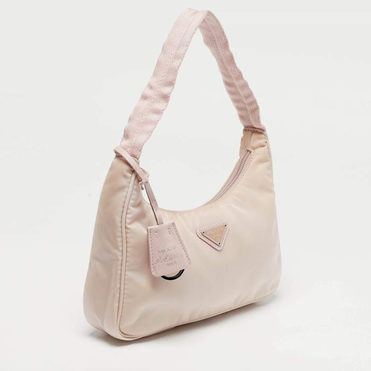 Pre Owned Prada Pink Re-Nylon Mini Re-Edition 2000 Baguette Bag