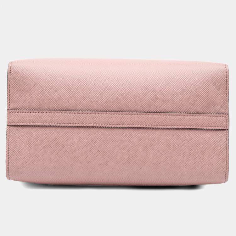 Pre Owned Prada Pink Small Saffiano Cuir Monochrome Top Handle Tote