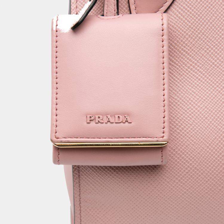 Pre Owned Prada Pink Small Saffiano Cuir Monochrome Top Handle Tote