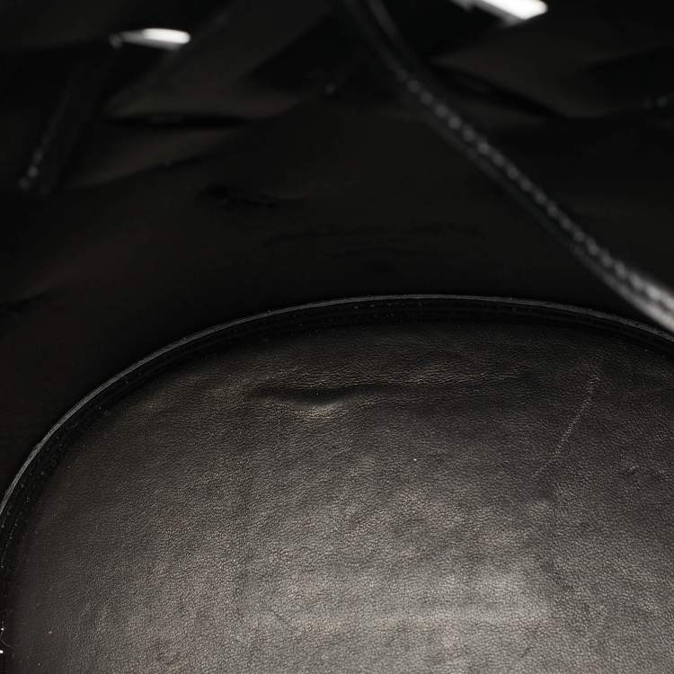 Pre Owned Prada Black Intreccio Leather Tress Bucket Bag